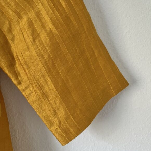 Chicos Womens Jacket Cárdigan Size 3 Extra Large Ochre Yellow Linen Open Front - Picture 3 of 6